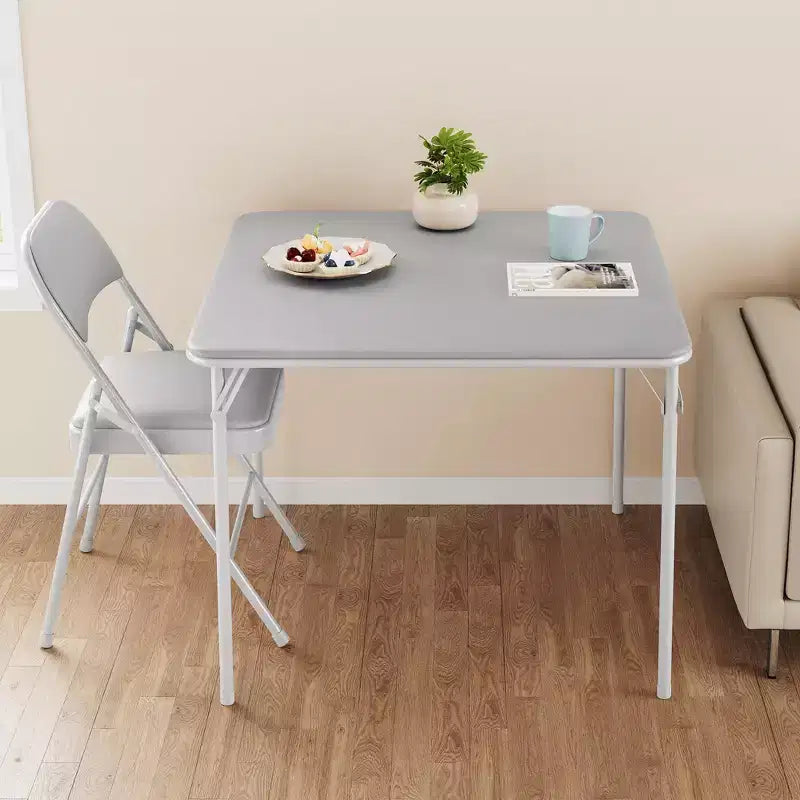 Mesa Plegable de 34" con Patas Retráctiles y Tablero Acolchado de PU, Mesa Cuadrada Portátil para Juegos, Hogar, Fiestas, Picnics (Solo Mesa)