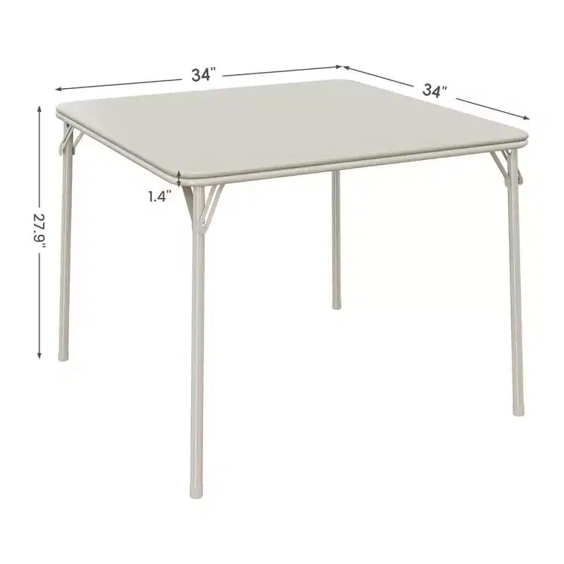 Mesa Plegable de 34" con Patas Retráctiles y Tablero Acolchado de PU, Mesa Cuadrada Portátil para Juegos, Hogar, Fiestas, Picnics (Solo Mesa)