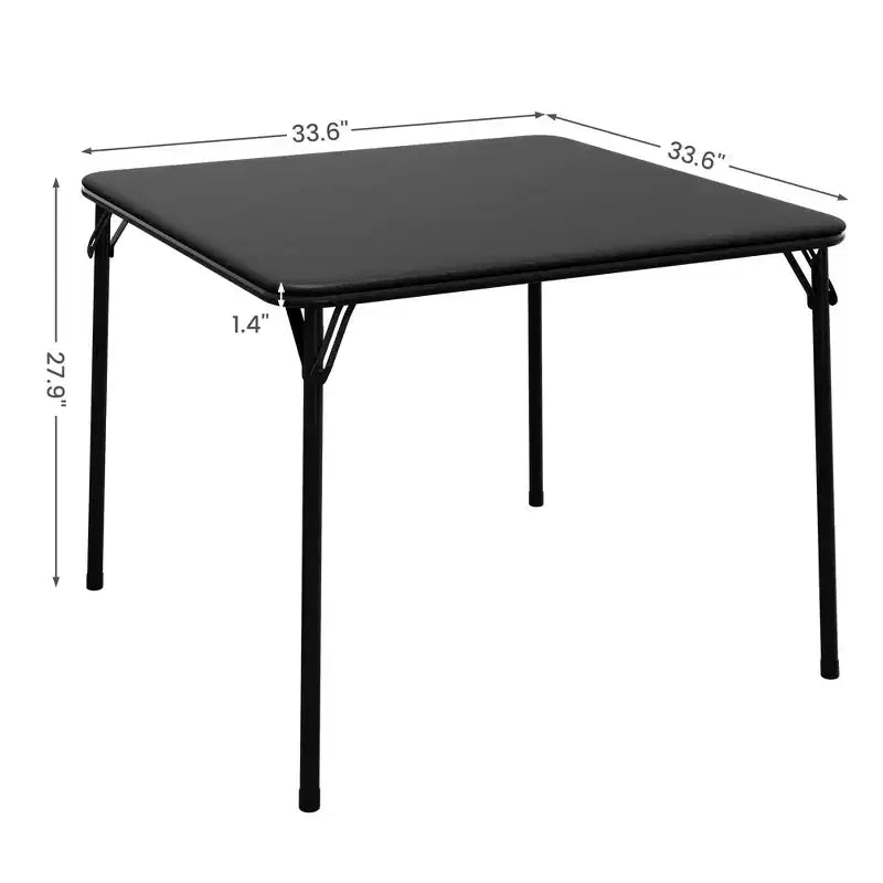 Mesa Plegable de 34" con Patas Retráctiles y Tablero Acolchado de PU, Mesa Cuadrada Portátil para Juegos, Hogar, Fiestas, Picnics (Solo Mesa)