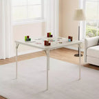 34 Folding Card Table with Collapsible Legs & PU Padded Tabletop, Portable Square Game Table for Home, Parties, Picnics(Only Table)