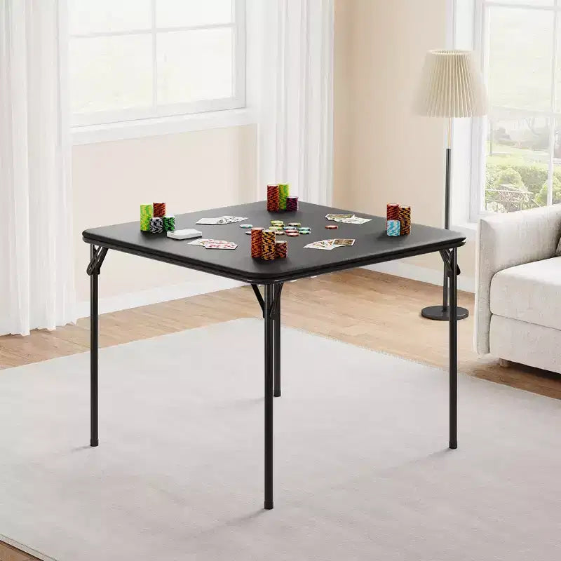 Mesa Plegable de 34" con Patas Retráctiles y Tablero Acolchado de PU, Mesa Cuadrada Portátil para Juegos, Hogar, Fiestas, Picnics (Solo Mesa)