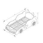 Cama moderna con diseño de coche de carreras de dibujos animados GDFStudio Fauna tamaño Twin con faros LED