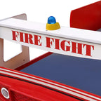 Cama GDFStudio Juna para niños con forma de camión de bomberos con luz LED, tamaño doble