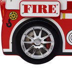 Cama GDFStudio Juna para niños con forma de camión de bomberos con luz LED, tamaño doble
