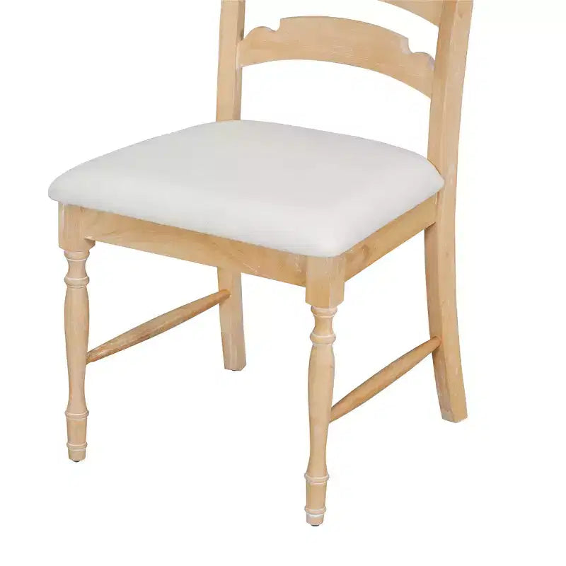 GDFStudio Terry Sillas de comedor tapizadas de madera de caucho vintage con diseño de respaldo dentado