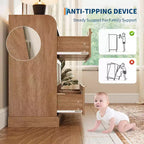 Cómoda de 6 cajones de estilo rústico para dormitorio, cómoda de ratán con almacenamiento, cómoda grande con tiradores dorados, para dormitorio/recibidor
