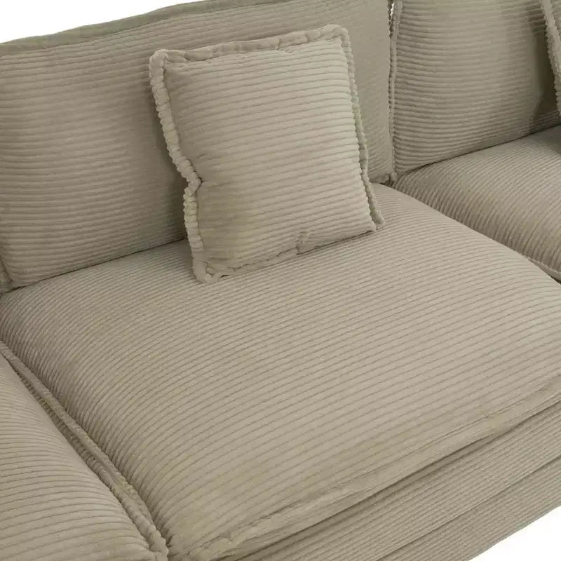 MAYEERTY 70.8 Sofá moderno Sofá modular tapizado en pana con cuatro cojines para sala de estar Marrón