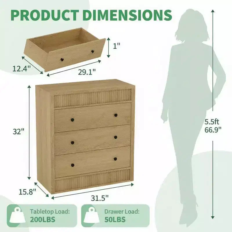 Cómoda de 3/5 cajones para dormitorio, cómoda estriada de 80 cm de ancho, mesita de noche moderna de madera, mueble de almacenamiento para pasillo, sala de estar
