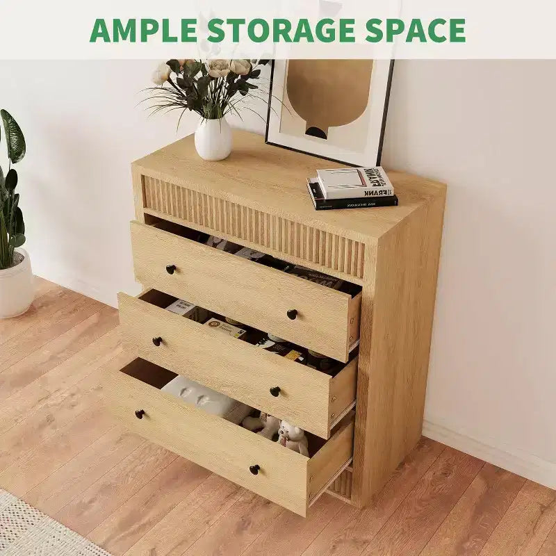 Cómoda de 3/5 cajones para dormitorio, cómoda estriada de 80 cm de ancho, mesita de noche moderna de madera, mueble de almacenamiento para pasillo, sala de estar