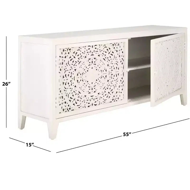 Mueble de TV Raura con 2 Estantes y 2 Puertas - MED5300 - Blanco Lavado - Safavieh