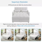 MAYEERTY 52.8 Sofá de dos plazas Sofá cama extraíble Acolchado con respaldo ajustable Dos almohadas lumbares para sala de estar Beige