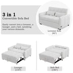 MAYEERTY 52.8 Sofá de dos plazas Sofá cama extraíble Acolchado con respaldo ajustable Dos almohadas lumbares para sala de estar Beige