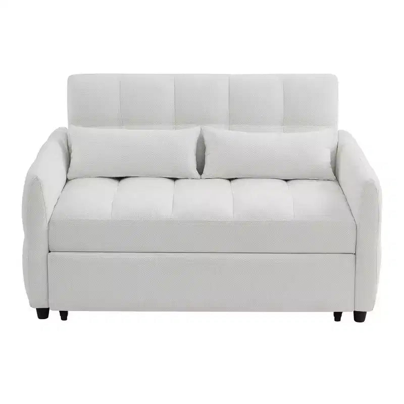 MAYEERTY 52.8 Sofá de dos plazas Sofá cama extraíble Acolchado con respaldo ajustable Dos almohadas lumbares para sala de estar Beige