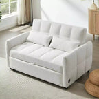MAYEERTY 52.8 Sofá de dos plazas Sofá cama extraíble Acolchado con respaldo ajustable Dos almohadas lumbares para sala de estar Beige