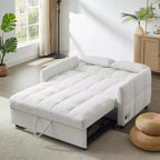 MAYEERTY 52.8 Sofá de dos plazas Sofá cama extraíble Acolchado con respaldo ajustable Dos almohadas lumbares para sala de estar Beige