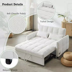 MAYEERTY 52.8 Sofá de dos plazas Sofá cama extraíble Acolchado con respaldo ajustable Dos almohadas lumbares para sala de estar Beige