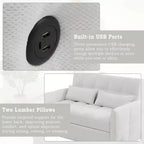 MAYEERTY 52.8 Sofá de dos plazas Sofá cama extraíble Acolchado con respaldo ajustable Dos almohadas lumbares para sala de estar Beige