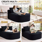 Tumbona de pana de 67.5 pulgadas, asiento ancho, sillón King de asiento profundo con 2 almohadas, sofá cama convertible sin marco para sala de estar