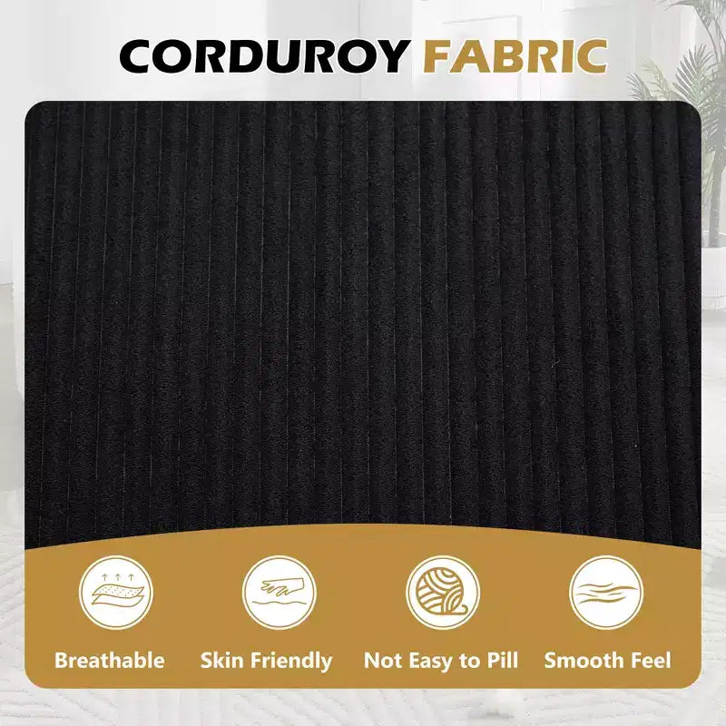 Tumbona de pana de 67.5 pulgadas, asiento ancho, sillón King de asiento profundo con 2 almohadas, sofá cama convertible sin marco para sala de estar