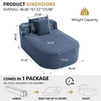 Tumbona de pana de 67.5 pulgadas, asiento ancho, sillón King de asiento profundo con 2 almohadas, sofá cama convertible sin marco para sala de estar