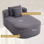 Tumbona de pana de 67.5 pulgadas, asiento ancho, sillón King de asiento profundo con 2 almohadas, sofá cama convertible sin marco para sala de estar