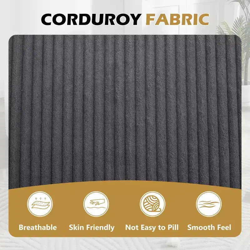 Tumbona de pana de 67.5 pulgadas, asiento ancho, sillón King de asiento profundo con 2 almohadas, sofá cama convertible sin marco para sala de estar