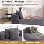 Tumbona de pana de 67.5 pulgadas, asiento ancho, sillón King de asiento profundo con 2 almohadas, sofá cama convertible sin marco para sala de estar