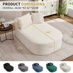 Tumbona de pana de 67.5 pulgadas, asiento ancho, sillón King de asiento profundo con 2 almohadas, sofá cama convertible sin marco para sala de estar