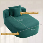 Tumbona de pana de 67.5 pulgadas, asiento ancho, sillón King de asiento profundo con 2 almohadas, sofá cama convertible sin marco para sala de estar