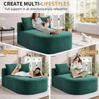 Tumbona de pana de 67.5 pulgadas, asiento ancho, sillón King de asiento profundo con 2 almohadas, sofá cama convertible sin marco para sala de estar