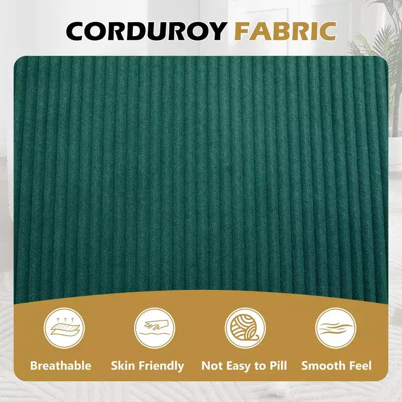 Tumbona de pana de 67.5 pulgadas, asiento ancho, sillón King de asiento profundo con 2 almohadas, sofá cama convertible sin marco para sala de estar