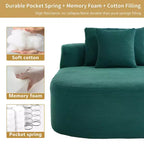 Tumbona de pana de 67.5 pulgadas, asiento ancho, sillón King de asiento profundo con 2 almohadas, sofá cama convertible sin marco para sala de estar