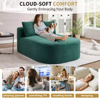 Tumbona de pana de 67.5 pulgadas, asiento ancho, sillón King de asiento profundo con 2 almohadas, sofá cama convertible sin marco para sala de estar