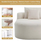 Tumbona de pana de 67.5 pulgadas, asiento ancho, sillón King de asiento profundo con 2 almohadas, sofá cama convertible sin marco para sala de estar