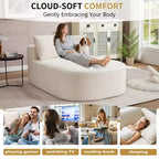 Tumbona de pana de 67.5 pulgadas, asiento ancho, sillón King de asiento profundo con 2 almohadas, sofá cama convertible sin marco para sala de estar
