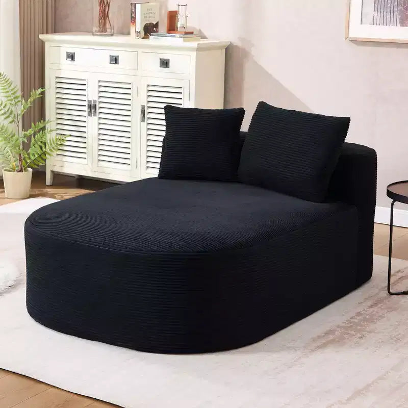 Tumbona de pana de 67.5 pulgadas, asiento ancho, sillón King de asiento profundo con 2 almohadas, sofá cama convertible sin marco para sala de estar