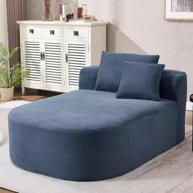 Tumbona de pana de 67.5 pulgadas, asiento ancho, sillón King de asiento profundo con 2 almohadas, sofá cama convertible sin marco para sala de estar