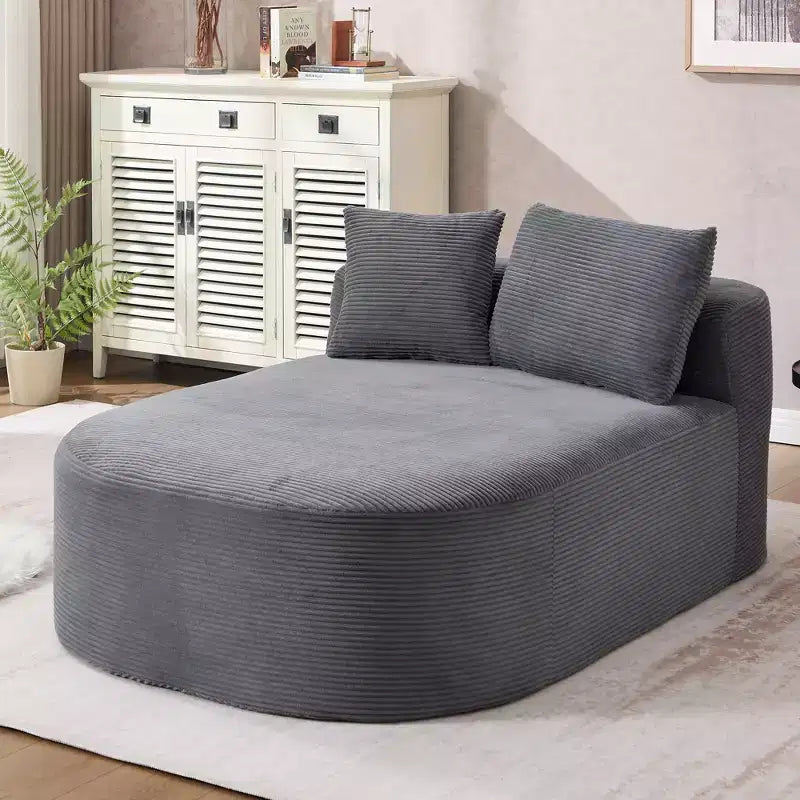 Tumbona de pana de 67.5 pulgadas, asiento ancho, sillón King de asiento profundo con 2 almohadas, sofá cama convertible sin marco para sala de estar