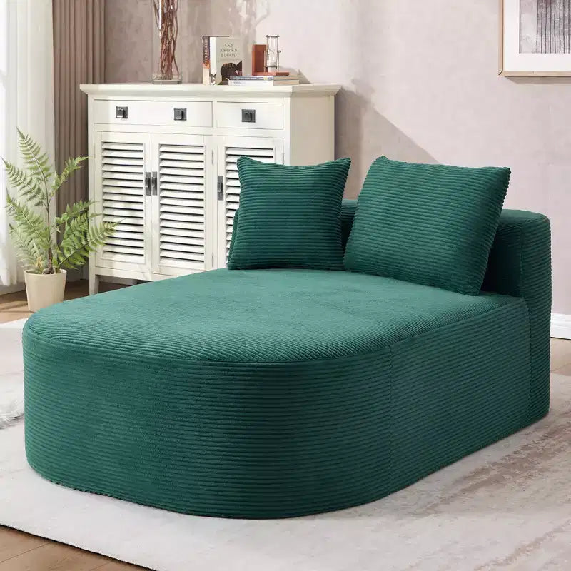Tumbona de pana de 67.5 pulgadas, asiento ancho, sillón King de asiento profundo con 2 almohadas, sofá cama convertible sin marco para sala de estar