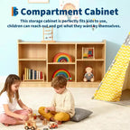Gabinete Montessori de madera de 2 niveles para niños, estanterías para libros para niños pequeños, organizadores y almacenamiento de juguetes para niños, muebles para aulas, guarderías, salas de juegos