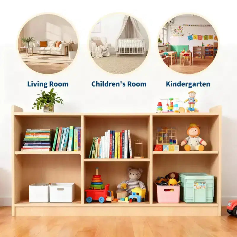 Gabinete Montessori de madera de 2 niveles para niños, estanterías para libros para niños pequeños, organizadores y almacenamiento de juguetes para niños, muebles para aulas, guarderías, salas de juegos