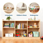 Gabinete Montessori de madera de 2 niveles para niños, estanterías para libros para niños pequeños, organizadores y almacenamiento de juguetes para niños, muebles para aulas, guarderías, salas de juegos