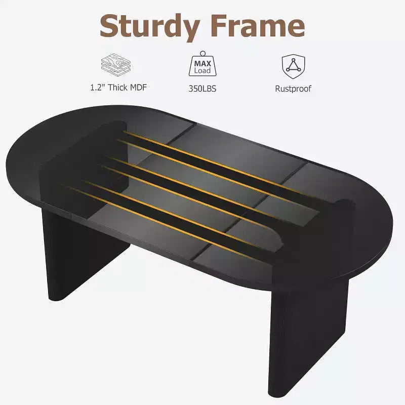Mesa de comedor ovalada de 71'' para 4-8 personas, mesa de cocina y comedor de estilo rústico, mesa de reunión para sala de estar, oficina, apartamento, color negro