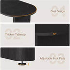 Mesa de comedor ovalada de 71'' para 4-8 personas, mesa de cocina y comedor de estilo rústico, mesa de reunión para sala de estar, oficina, apartamento, color negro