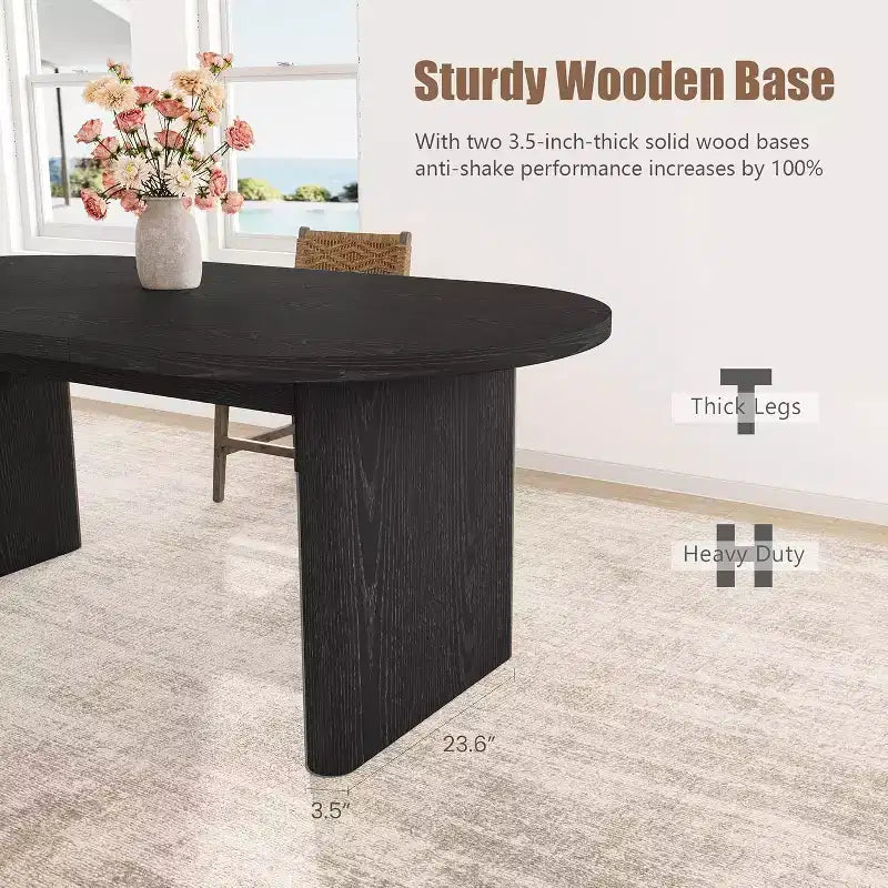 Mesa de comedor ovalada de 71'' para 4-8 personas, mesa de cocina y comedor de estilo rústico, mesa de reunión para sala de estar, oficina, apartamento, color negro