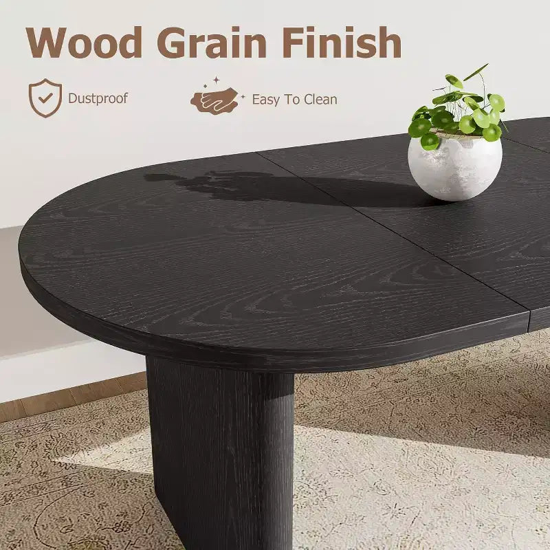 Mesa de comedor ovalada de 71'' para 4-8 personas, mesa de cocina y comedor de estilo rústico, mesa de reunión para sala de estar, oficina, apartamento, color negro