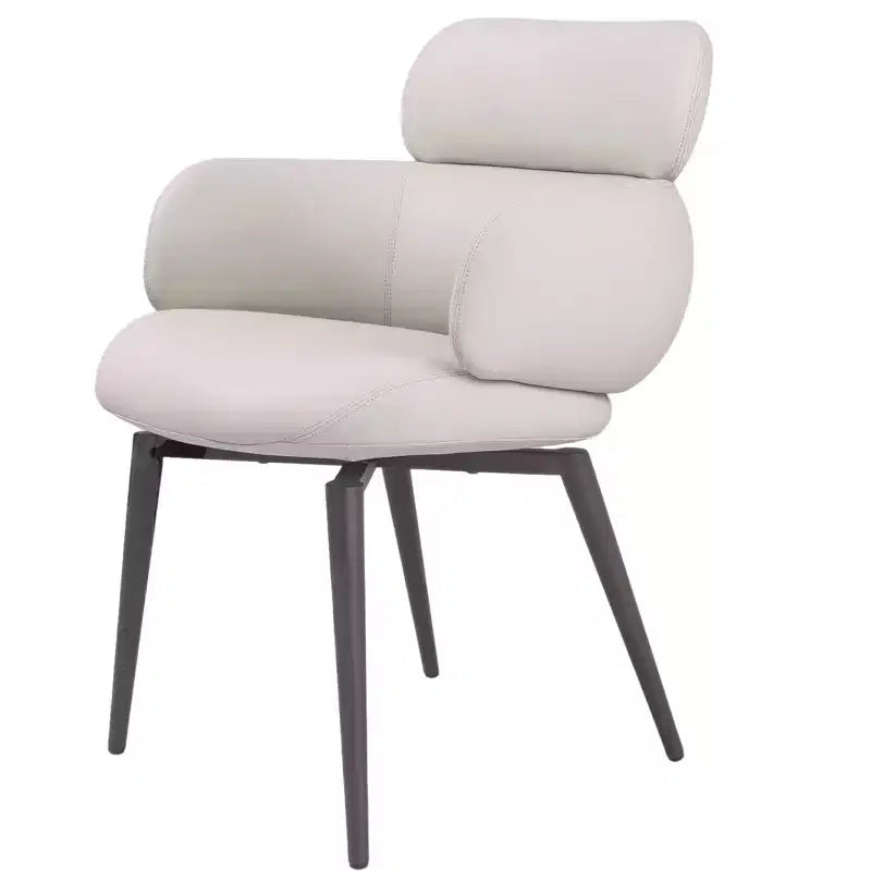 Sillón de comedor HomeRoots de piel sintética gris claro y negro y metal