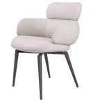 Sillón de comedor HomeRoots de piel sintética gris claro y negro y metal