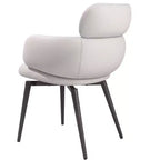 Sillón de comedor HomeRoots de piel sintética gris claro y negro y metal