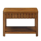 25 Mesa auxiliar rectangular de granja de 2 niveles con estante de almacenamiento abierto, patas de madera maciza, mesa auxiliar para sala de estar, dormitorio u oficina-Panipeachy
